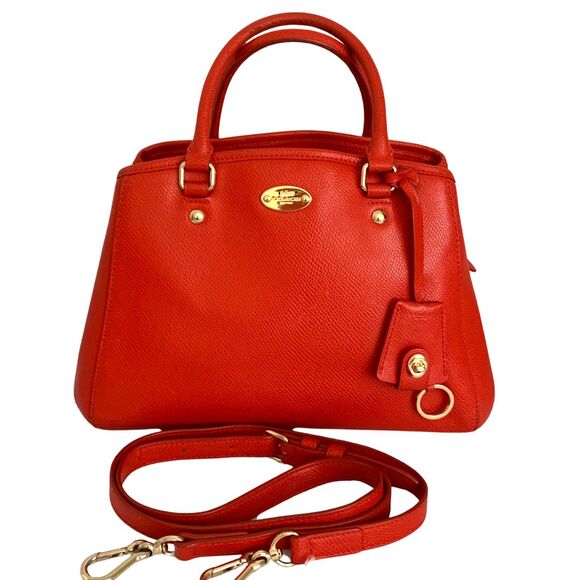Coach Red Mini Margot Carryall Crossgrain Crossbody Satchel - Picture 1 of 17